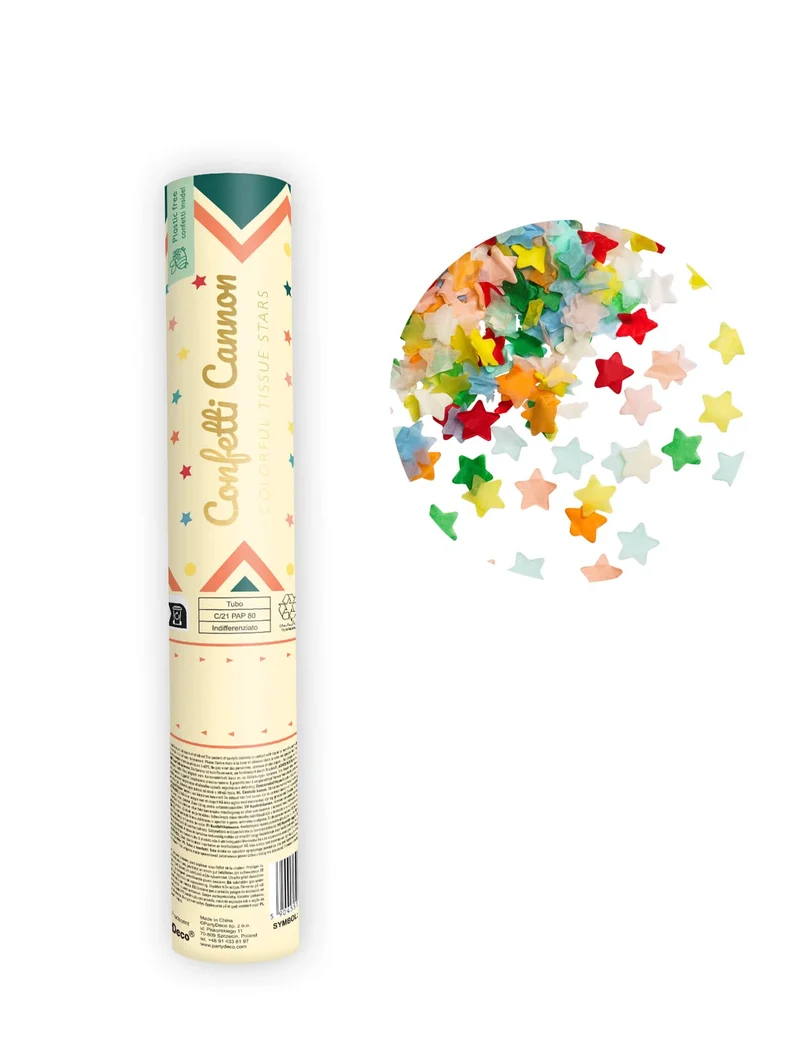 Konfettikanone bunte Papiersterne 20 cm