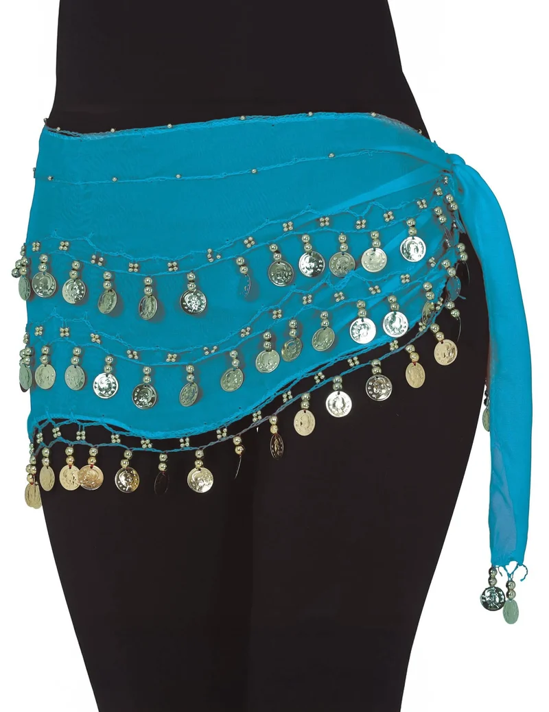 Hellblauer Orient-Gürtel mit Münzen