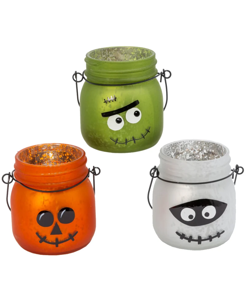 Quecksilberglas Halloween Laternen 3er Set