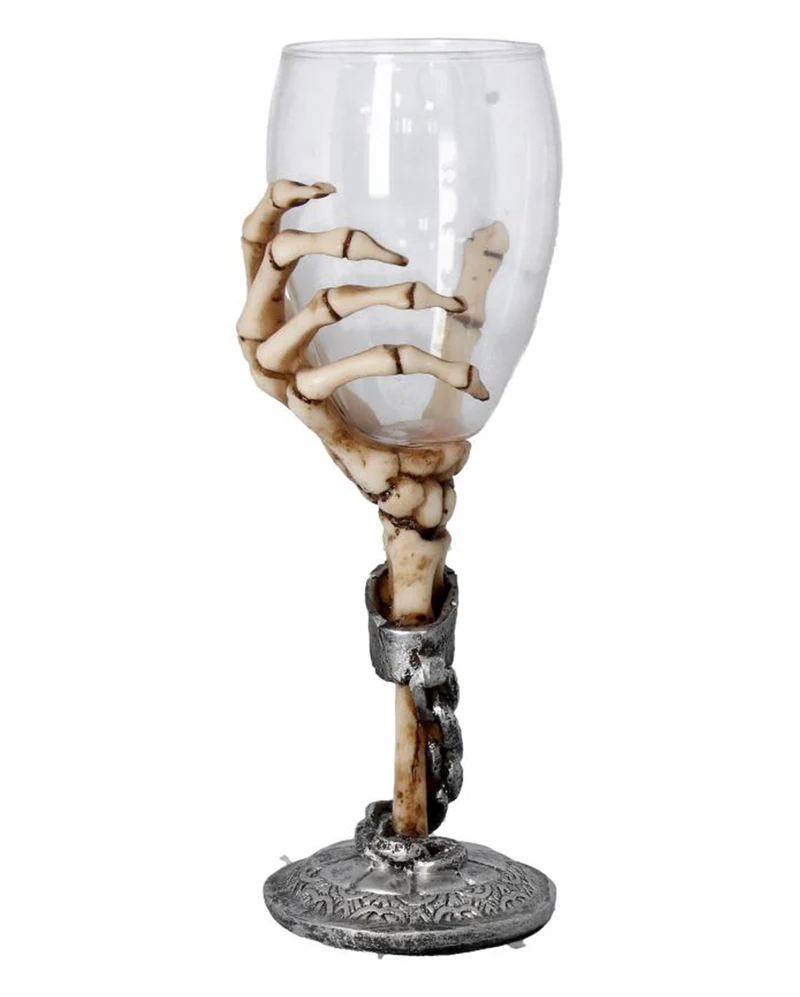 Skeletthand mit Trinkglas 21cm