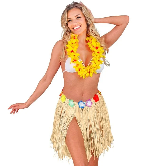 Hawaii-Rock, beige, mit Blumenmuster