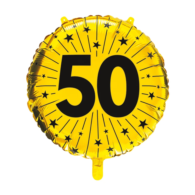 50 Jahre Heliumballon Gold Schwarz Leer 45cm
