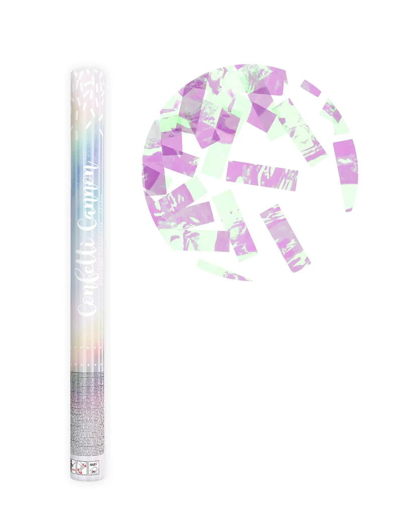 Konfetti-Kanone irisierende Streifen 60 cm