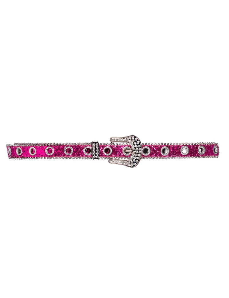 Erwachsenengürtel in Rosa mit Pailletten und Strass-Buckle