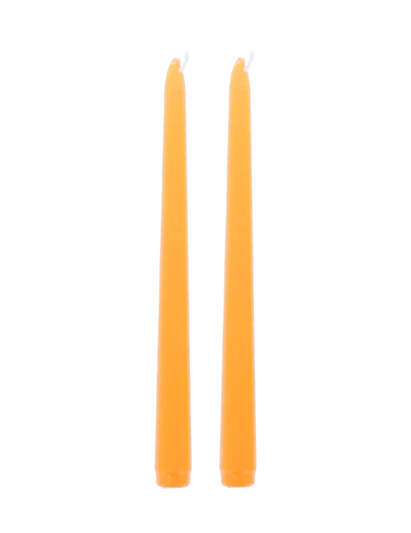 2 neonorangefarbene Kerzen