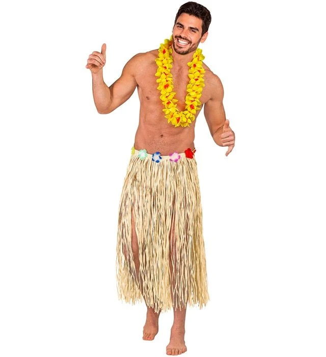 Hawaii-Rock in Naturfarben mit Blumenband, 80 cm