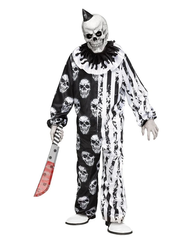 Skelett Horror Clown Kinder Kostüm mit Maske