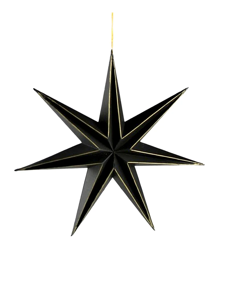 7-zackiger Deko Stern Schwarz Gold 30cm