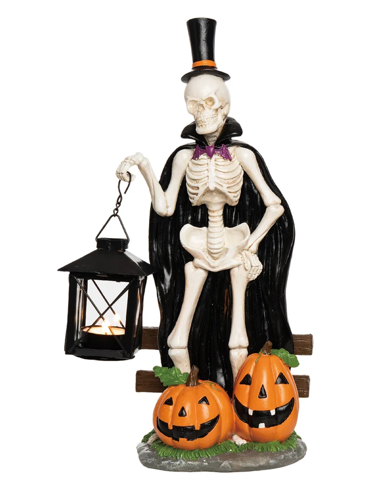 Spooky Teelichthalter Skelett mit Laterne 37cm