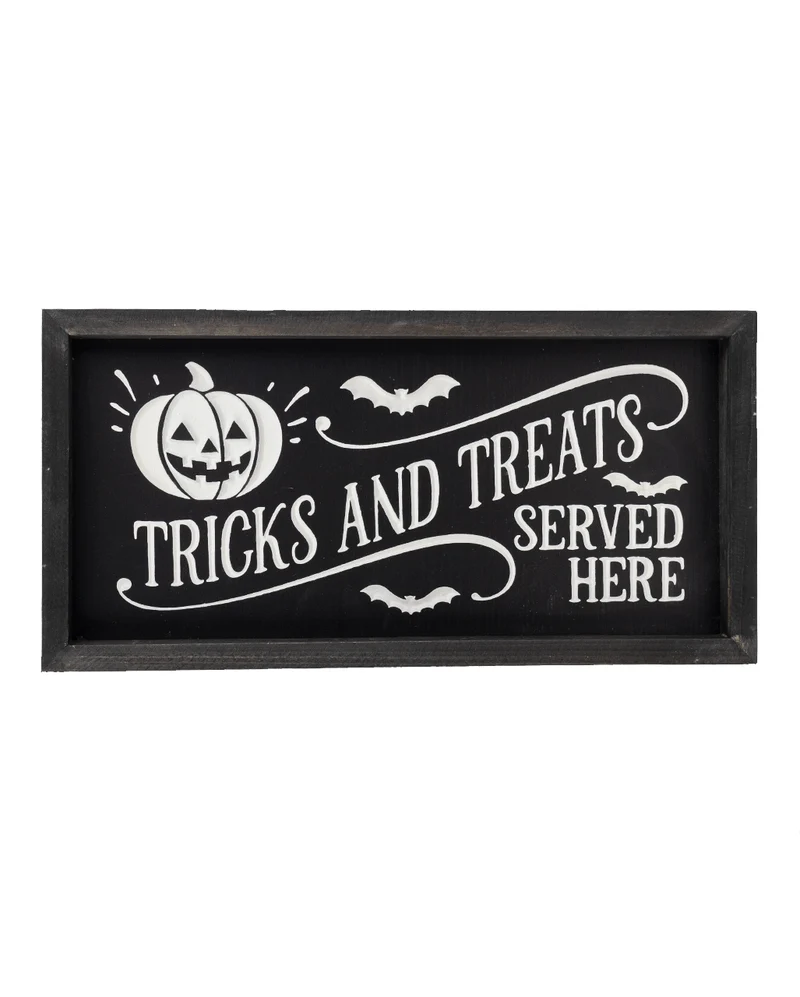 "Tricks and Treats Served Here" Halloween Wandbild 41cm