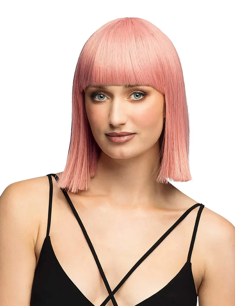 Damen Bob-Perücke pastellrosa Luxe frisierbar