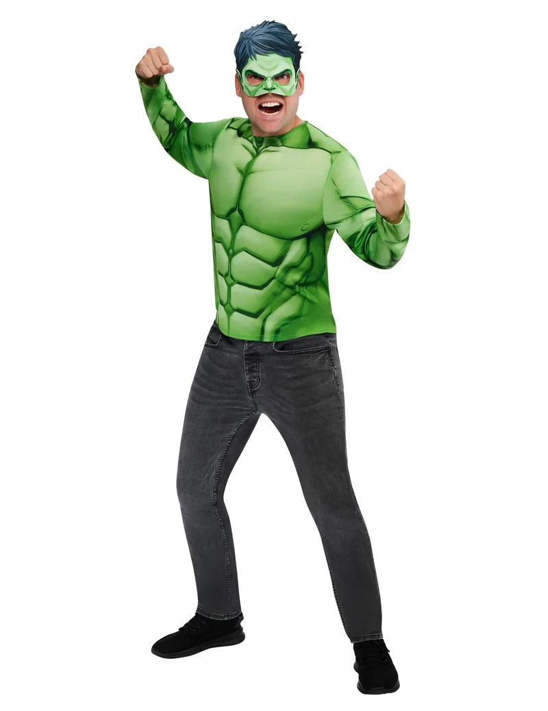 Hulk™ Oberteil und Masken Set für Erwachsene