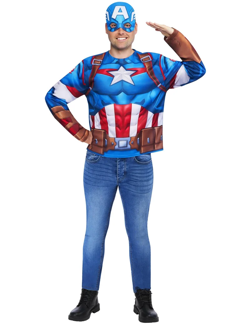 Captain America™ Set aus Oberteil und Maske für Erwachsene