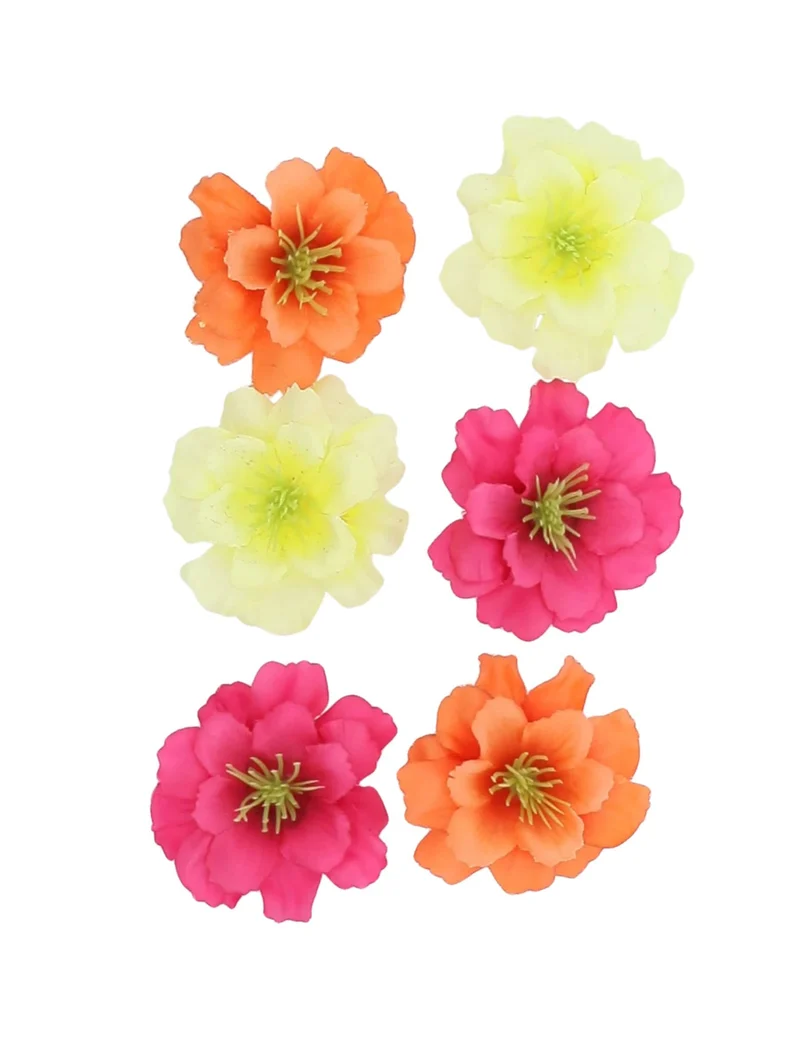 6 Kirschblüten in Rosa, Orange und Gelb