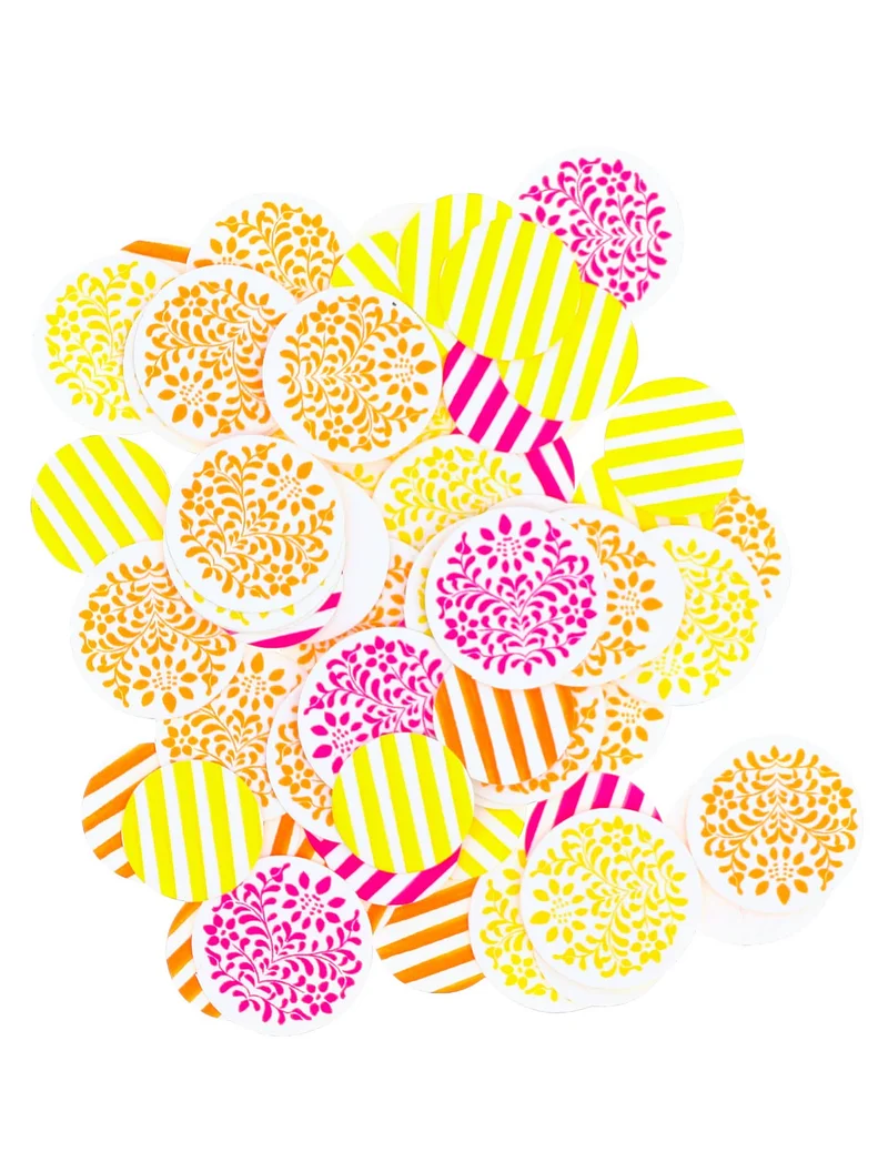 100 Papier-Konfetti in Zitrone, Orange und Himbeere