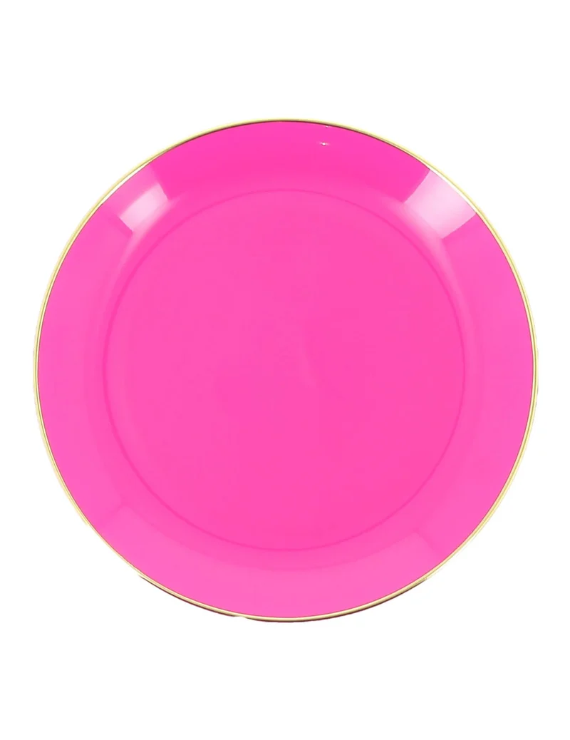 6 kleine Kunststoffteller rosa und gold 19 cm