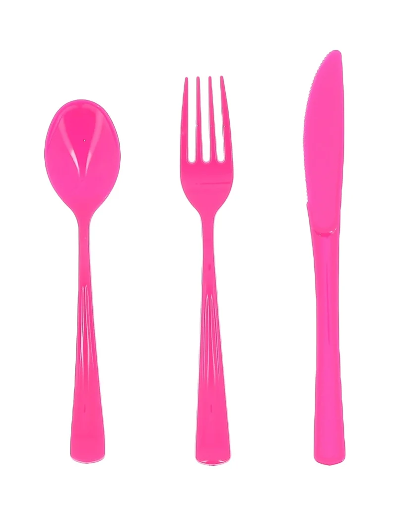 18-teiliges Kunststoffbesteck in Rosa