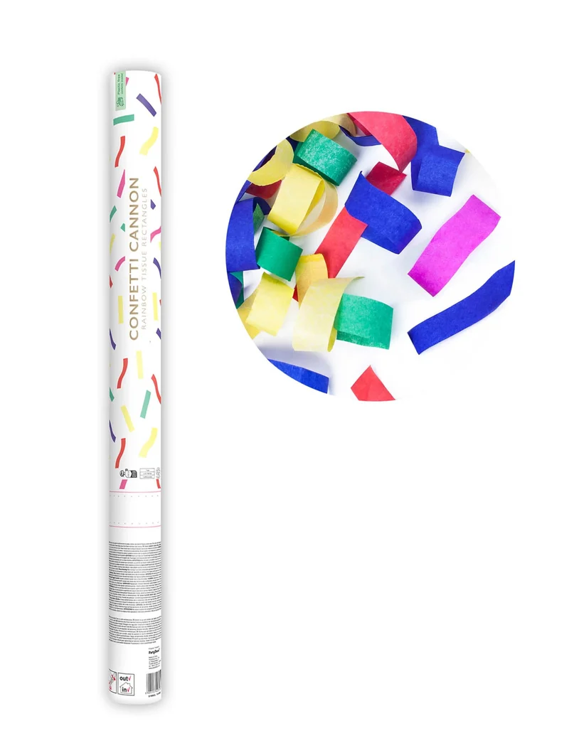 Konfettikanone mit bunten Papierstreifen 60 cm