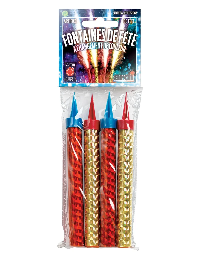 4 Funkelnde Eisfontänen mit Farbwechsel 12 cm 50 Sek.