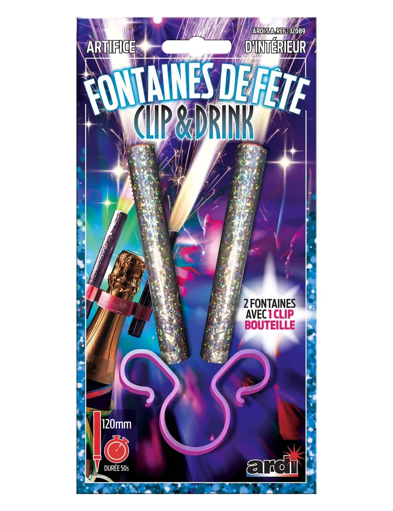 2 Eisfontänen 50 Sek. mit Doppel-Flaschenclip
