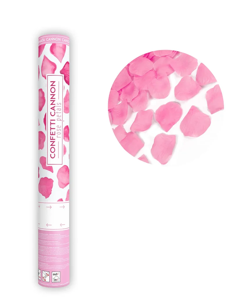 Konfettikanone rosa Blütenblätter 40 cm