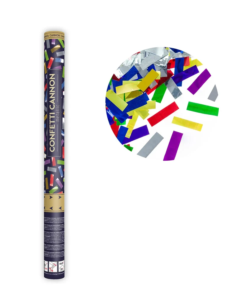 Konfettikanone bunte Metallic-Effekte 60 cm