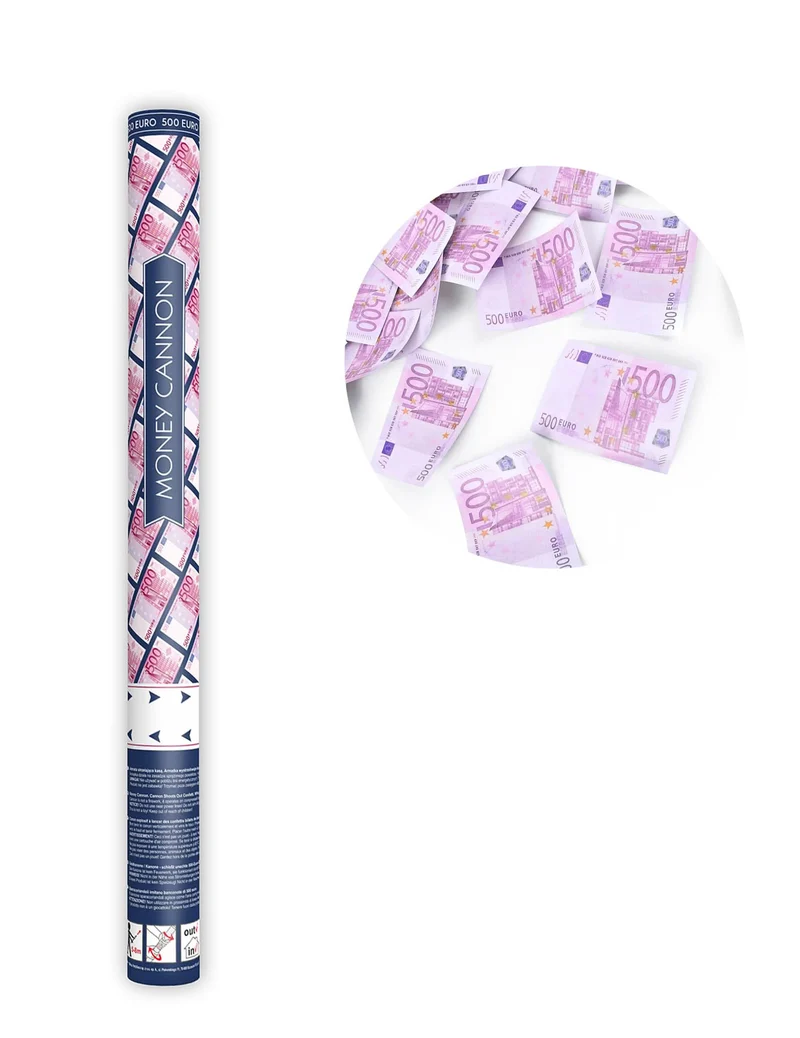 Konfetti-Kanone 500 Euro Scheine 60 cm