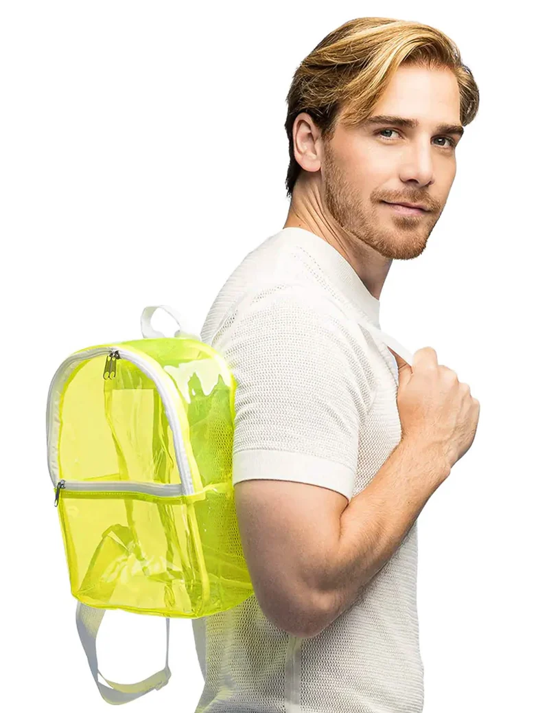 Transparenter Rucksack neongelb