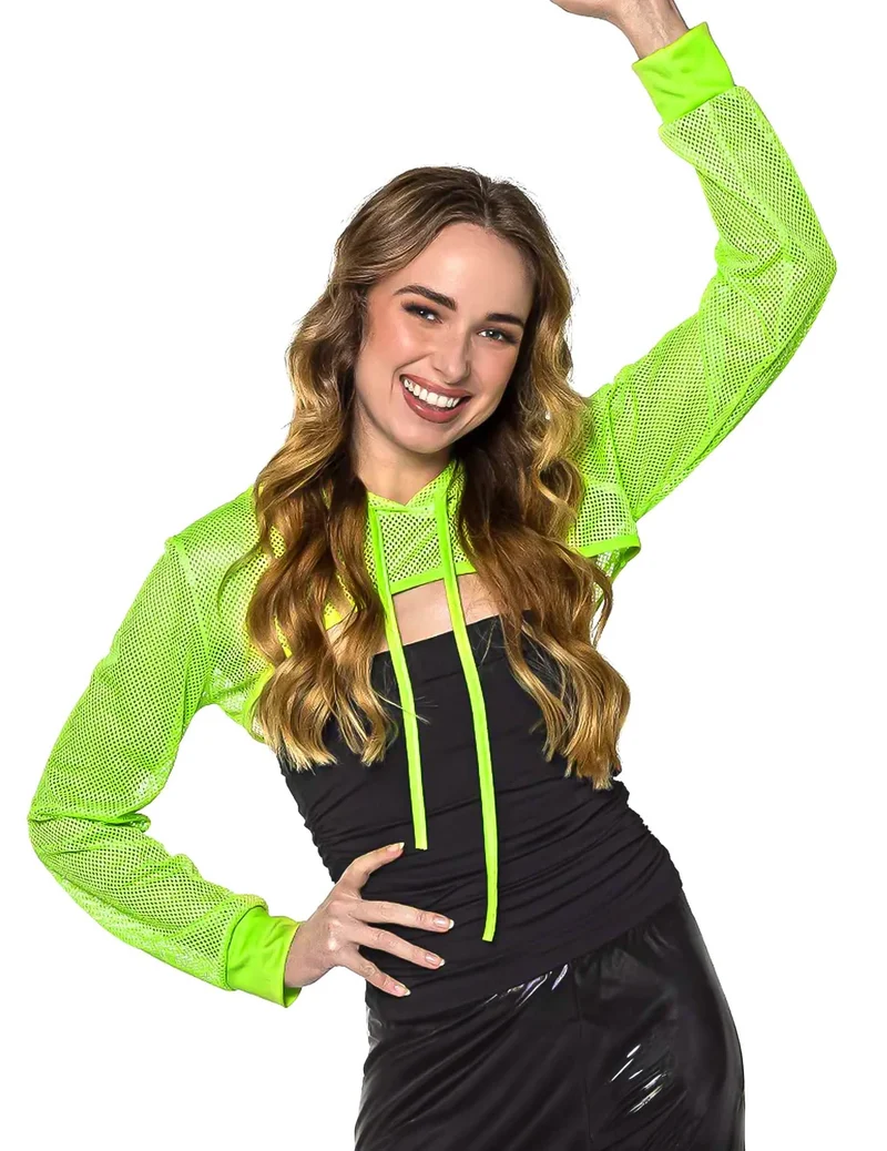 Neongrüner Netz-Bolero für Damen
