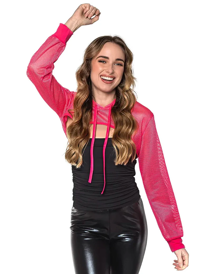 Neonrosa Netz-Bolero für Damen