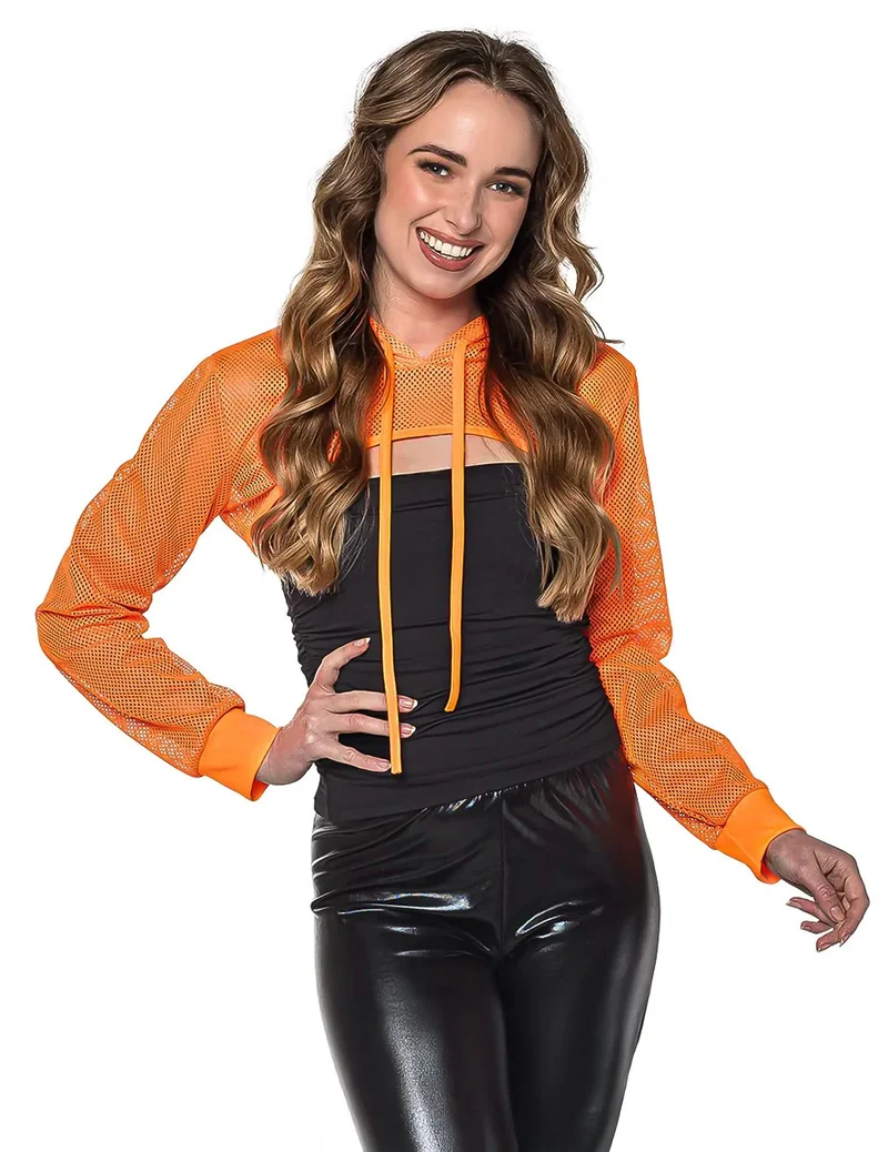 Neonorange Netz-Bolero für Damen