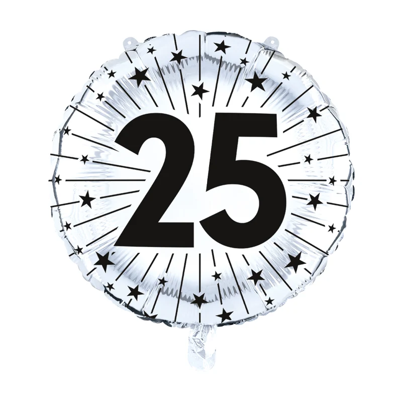 25 Jahre Helium Ballon Silber Leer 45cm