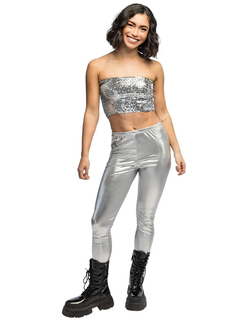Mini-Pailletten-Top Silber Damen