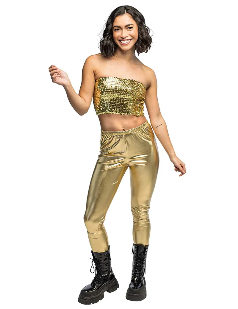 Goldenes Pailletten-Mini-Top für Damen