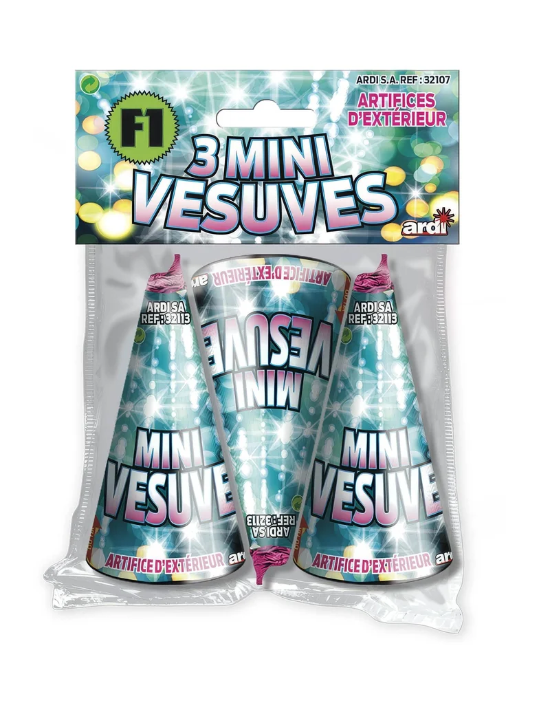 3 funkelnde Mini-Vesuv®-Fontänen 25 Sek.