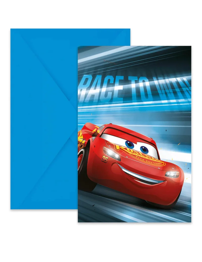6 Cars™ Einladungskarten mit Umschlägen