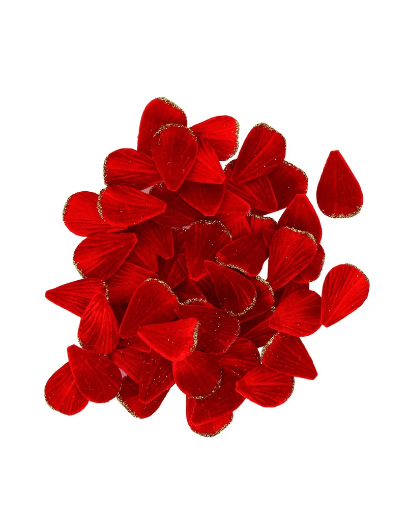 60 rote Rosenblätter aus Samt 3 x 5 cm