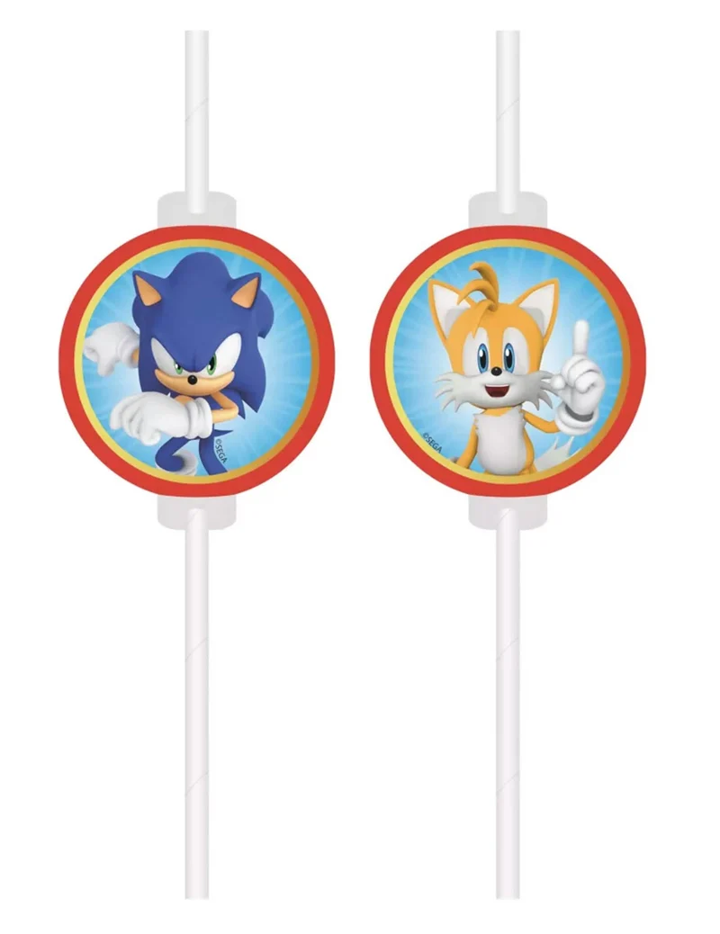 4 Sonic™ Trinkhalme mit Papiermedaillon