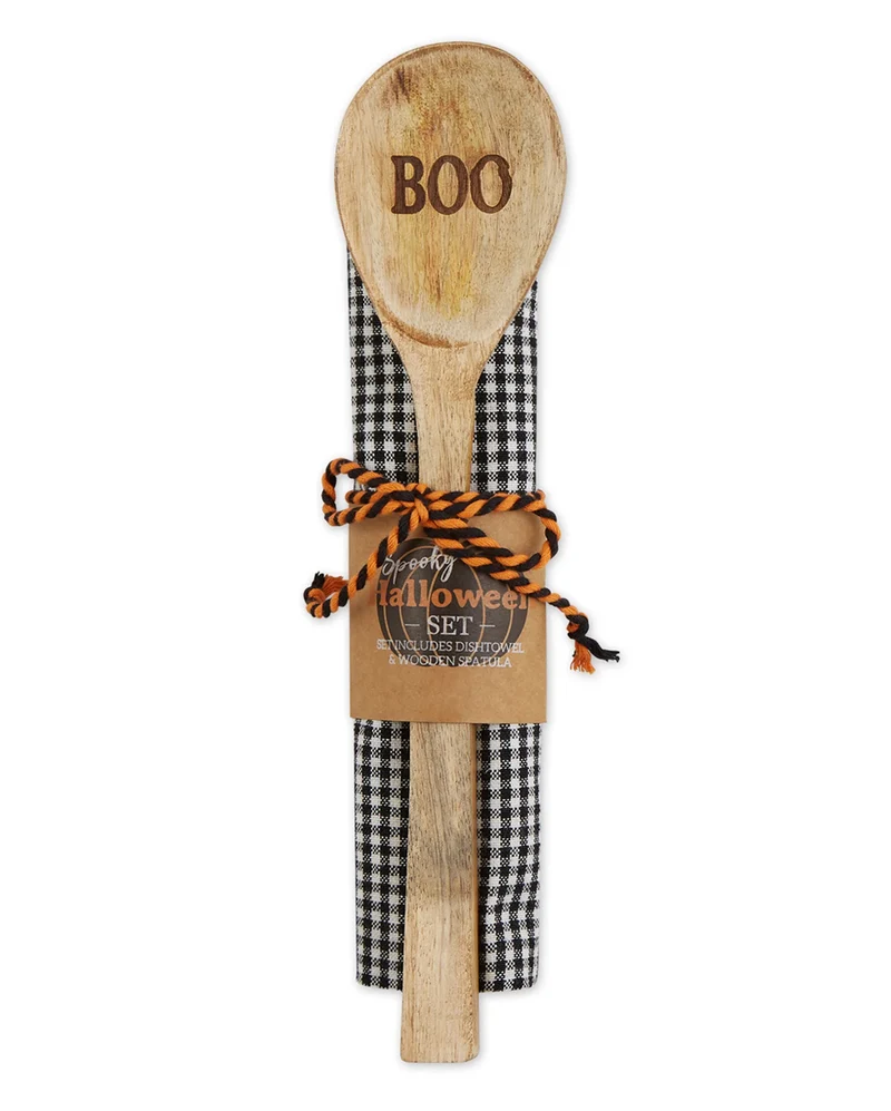 "Boo" Holzlöffel & Geschirrtuch Set