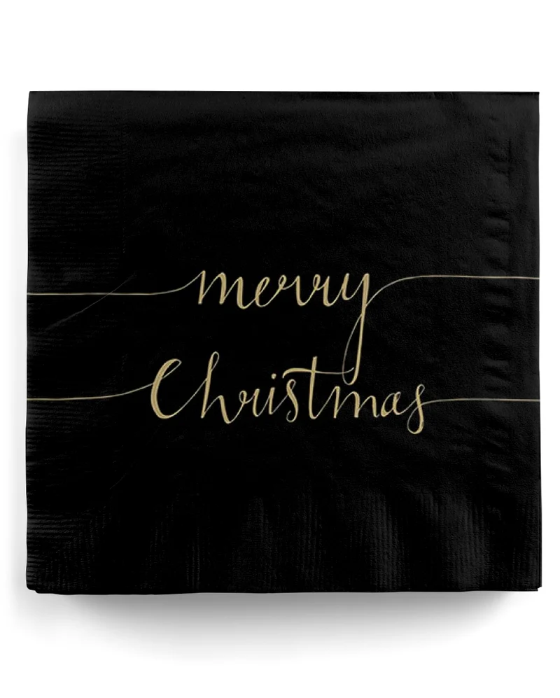 "Merry Christmas" Schwarze Servietten 20 St.