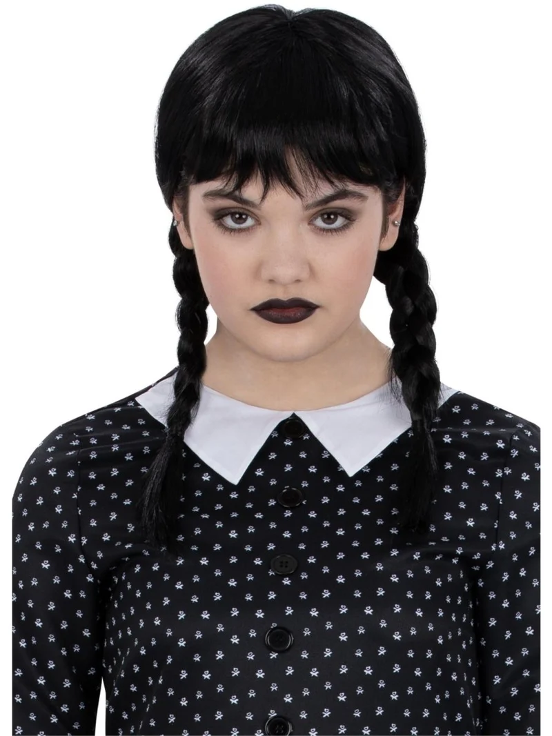 Halloween Perücke Schwarz Kind Gothic Zöpfe