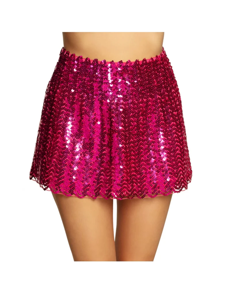 Funkelnder Pailletten-Rock für Damen Kostümzubehör pink