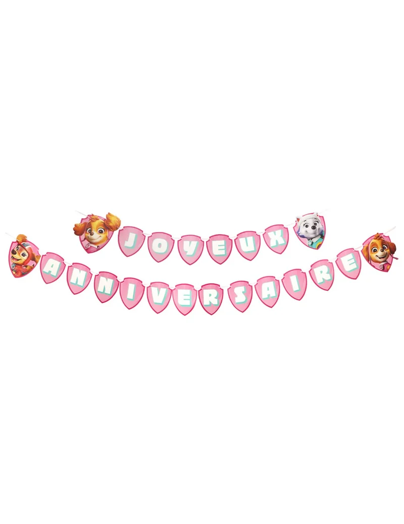 Happy Birthday Banner PAW Patrol™ in Rosa 2,50m x 16cm