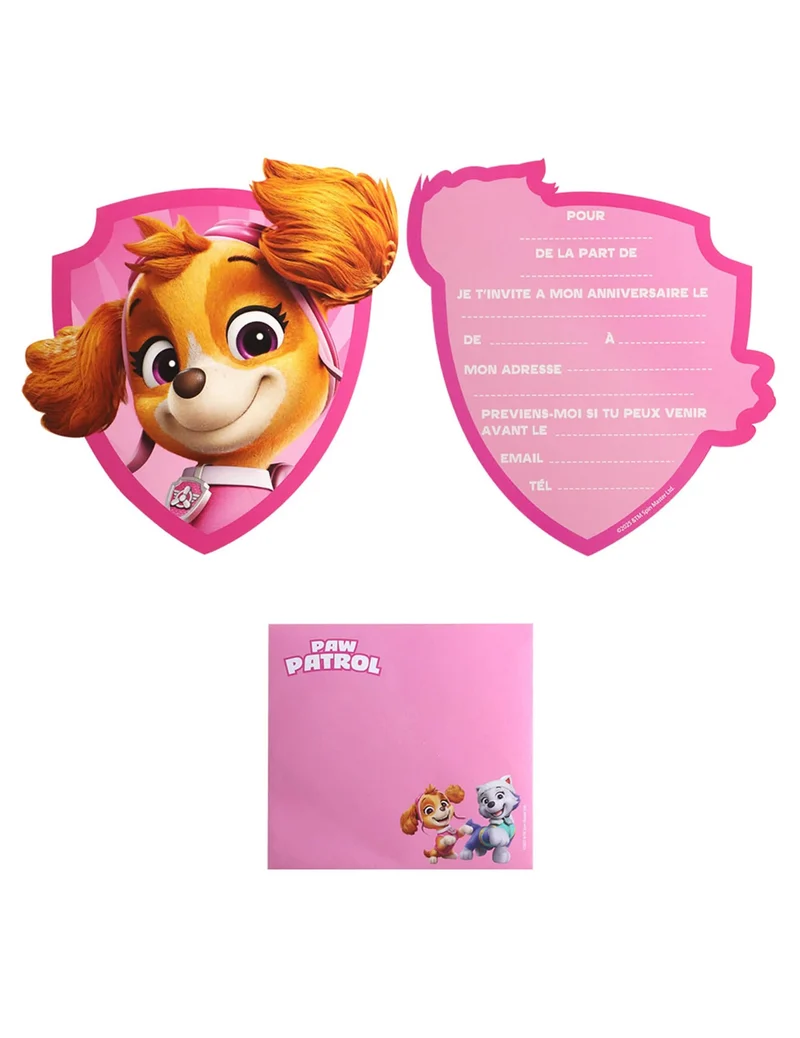 PAW Patrol™ Skye Einladungskarten 8 Stück mit Umschlägen