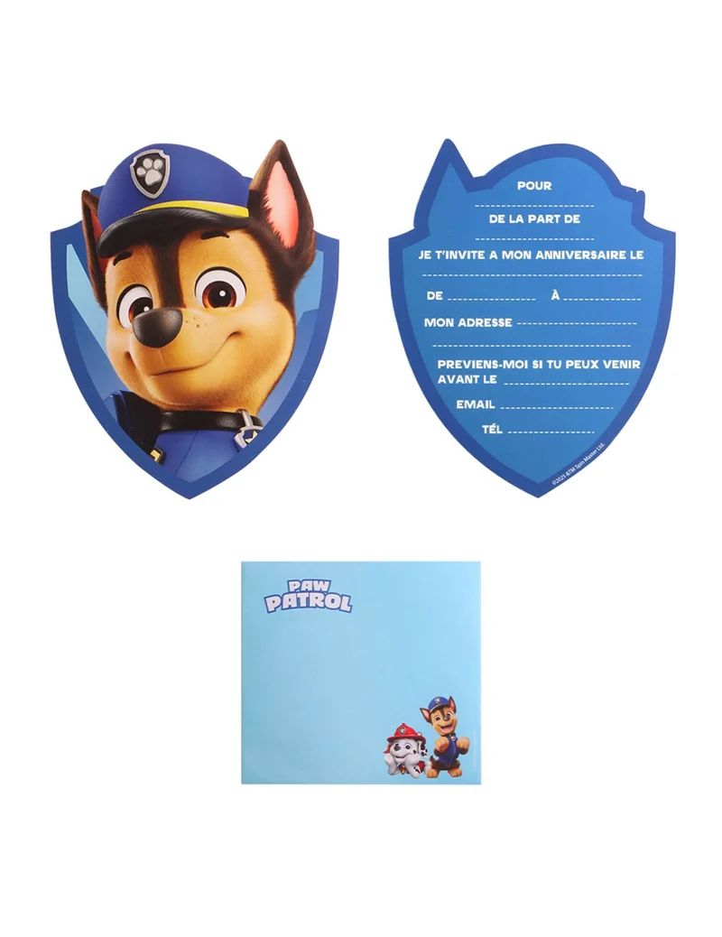 8 Einladungskarten PAW Patrol™ Chase inkl. Umschläge 11 x 14 cm