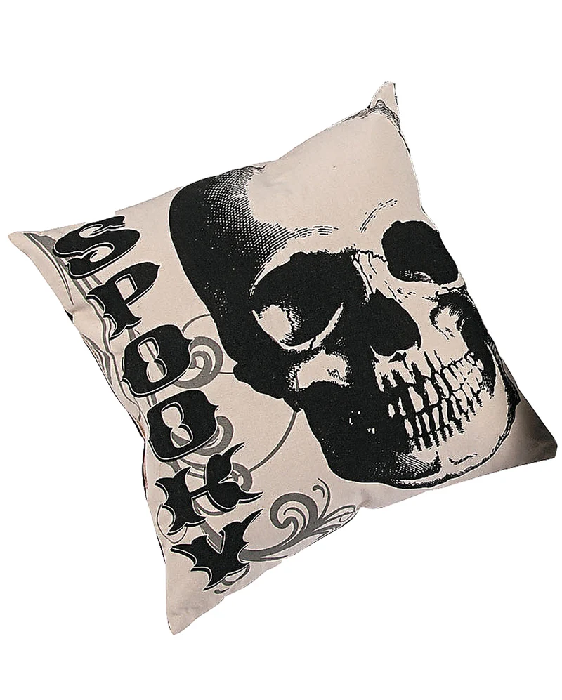 Vintage Halloween Kissen mit Totenschädel