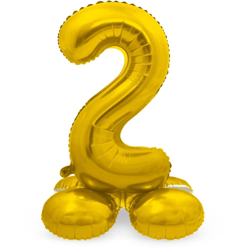 Folienballon Figur 2 Gold mit Ständer 72cm