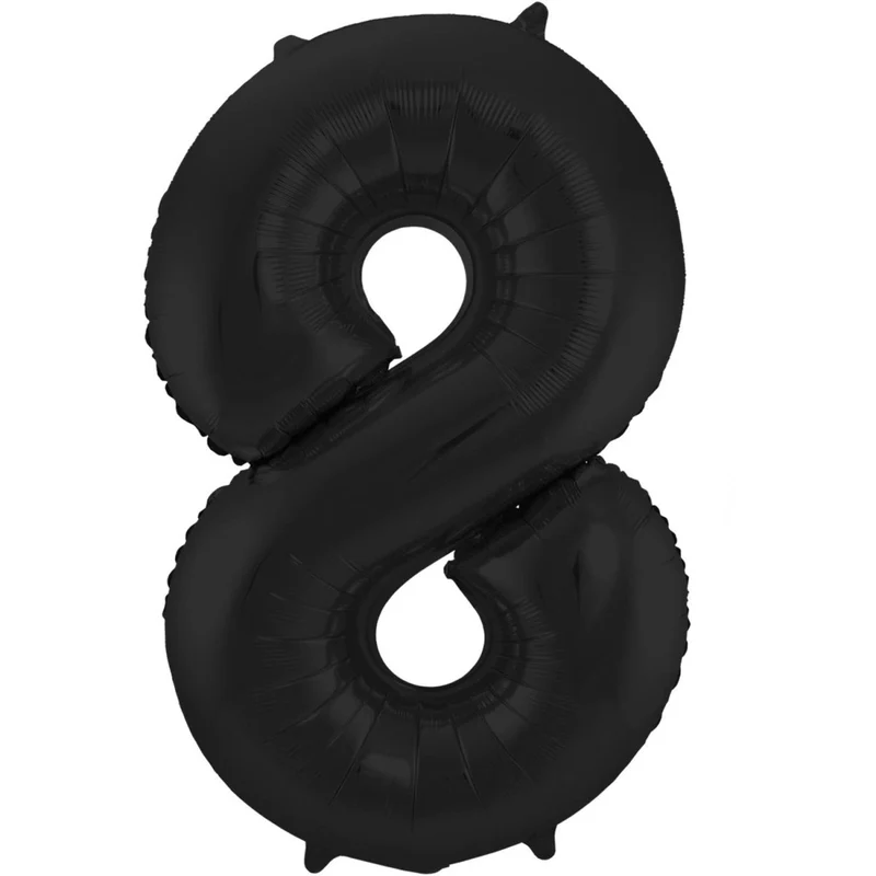 Folienballon Figur 8 Matt Schwarz XL 86cm leer
