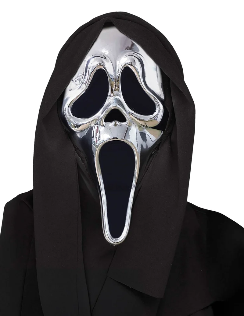 Scream Silber-Chrom-Maske für Erwachsene
