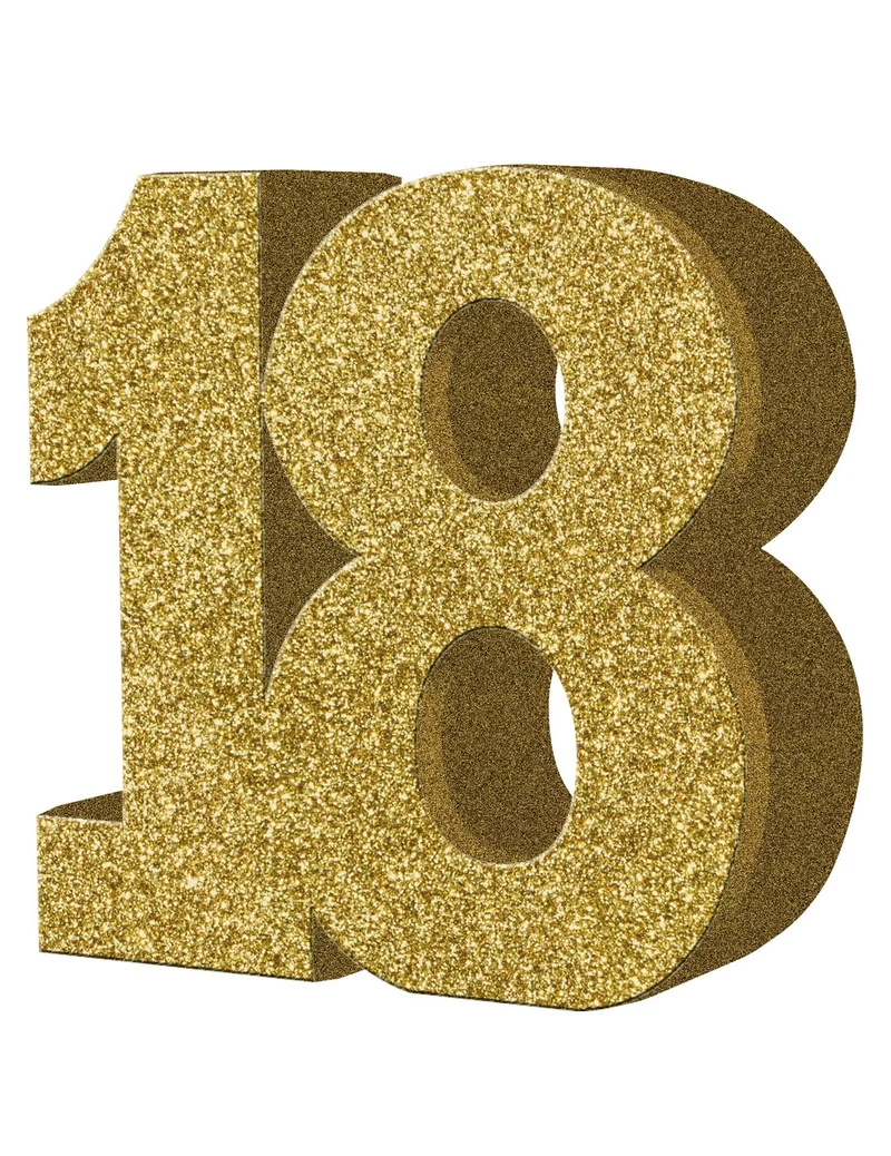 Tisch-Dekoration - Zahl 18 - Gold